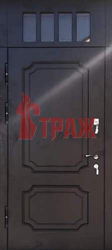 дверь для загородного дома, отделка МДФ с верхней вставкой